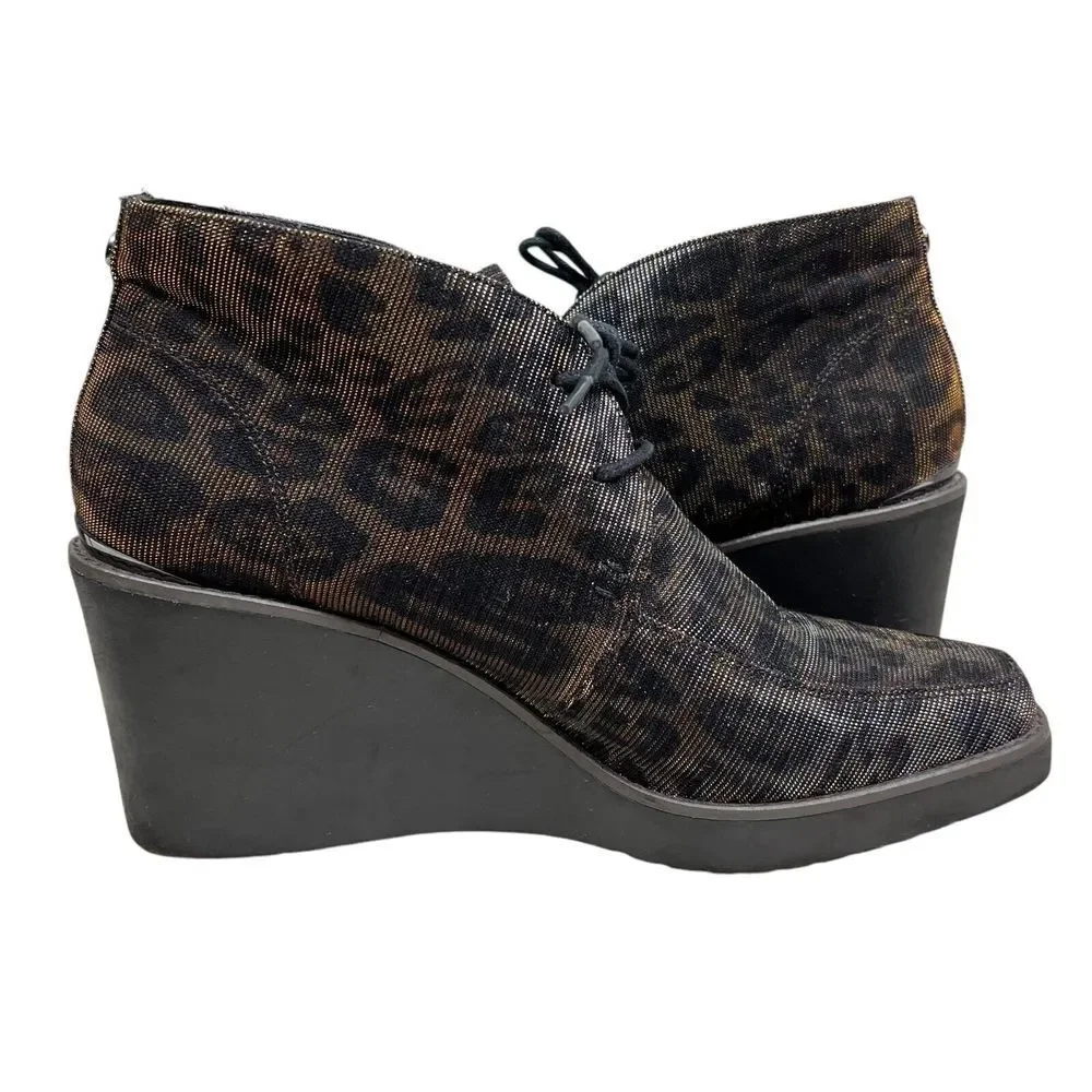 Donald J. Pliner Womens Wedge Ankle Boots Dakota Shimmer Lace Up Brown Sz 10 M‎